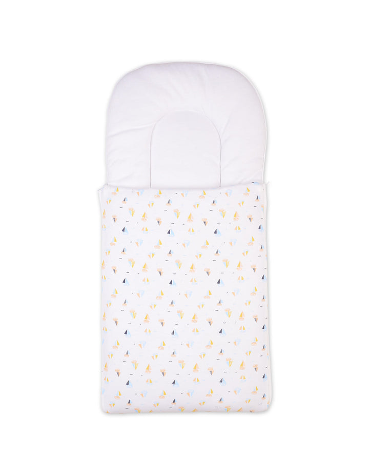 Infant Boys Carry Nest Bambies Ocean Ships Printed White at Zubaidas