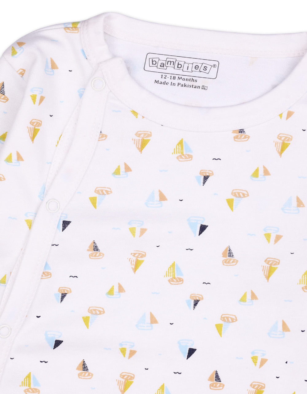 Infant Boys Footed Sleepsuit Bambies Sailboat White at Zubaidas Official Pakistan