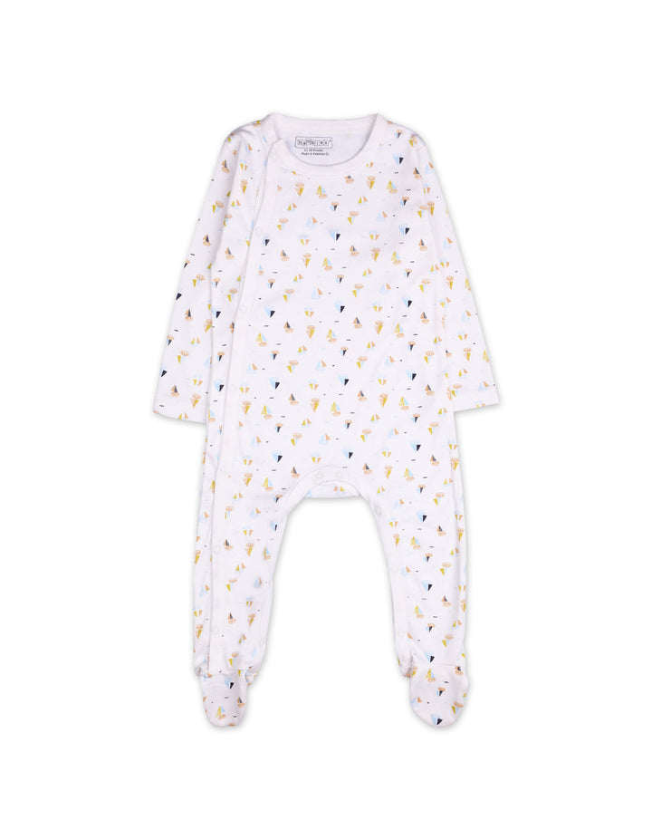 Infant Boys Footed Sleepsuit Bambies Sailboat White at Zubaidas