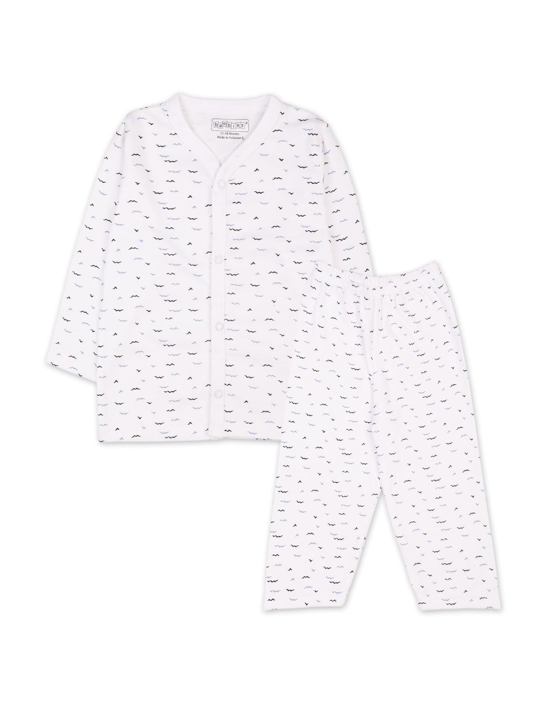 Infant Boys Night Suit Bambies Ocean Birds Printed White at Zubaidas