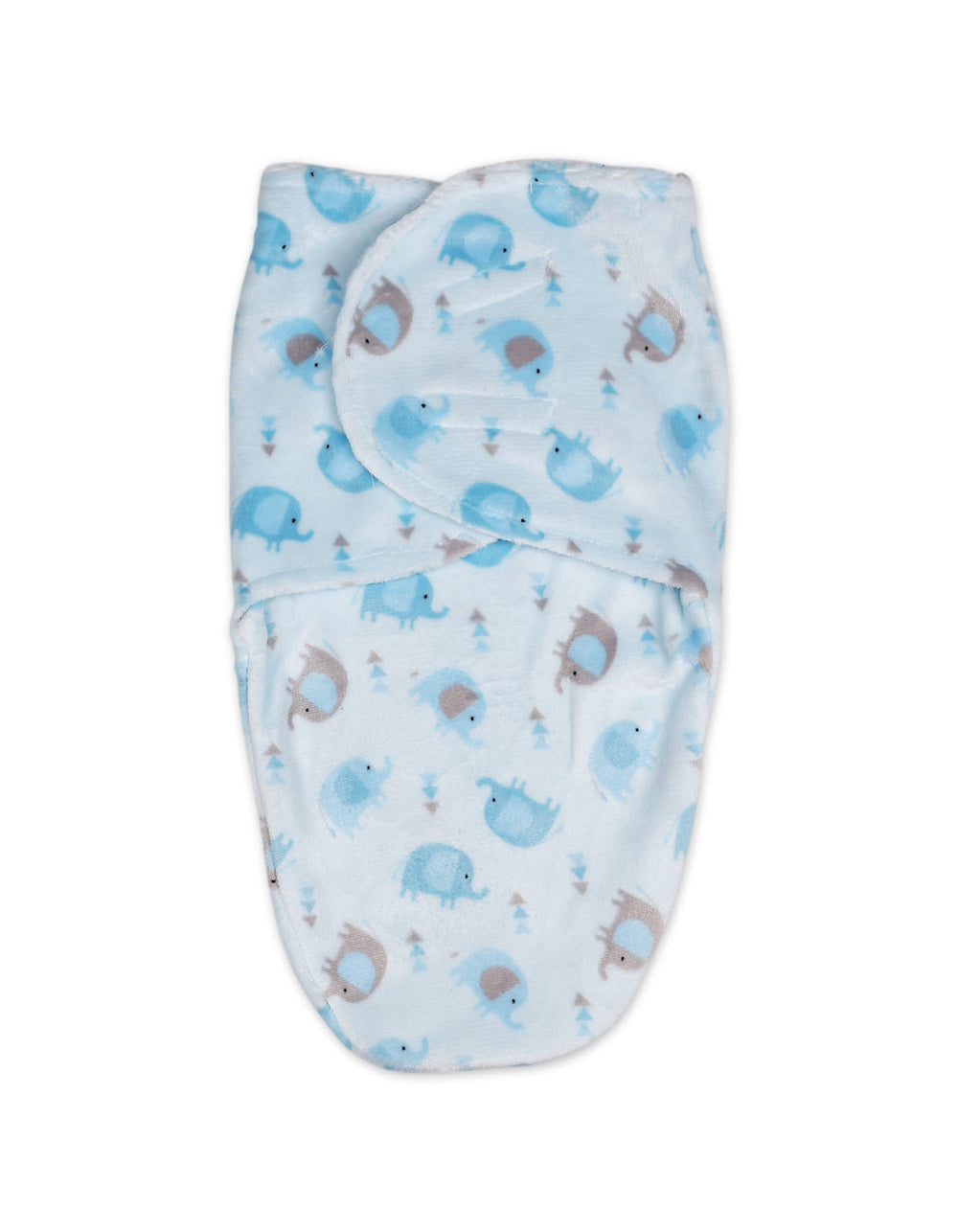 Infant Boys Plush Swaddle Wrap with Velcro Closure Blue Elephants at Zubaidas Official Pakistan