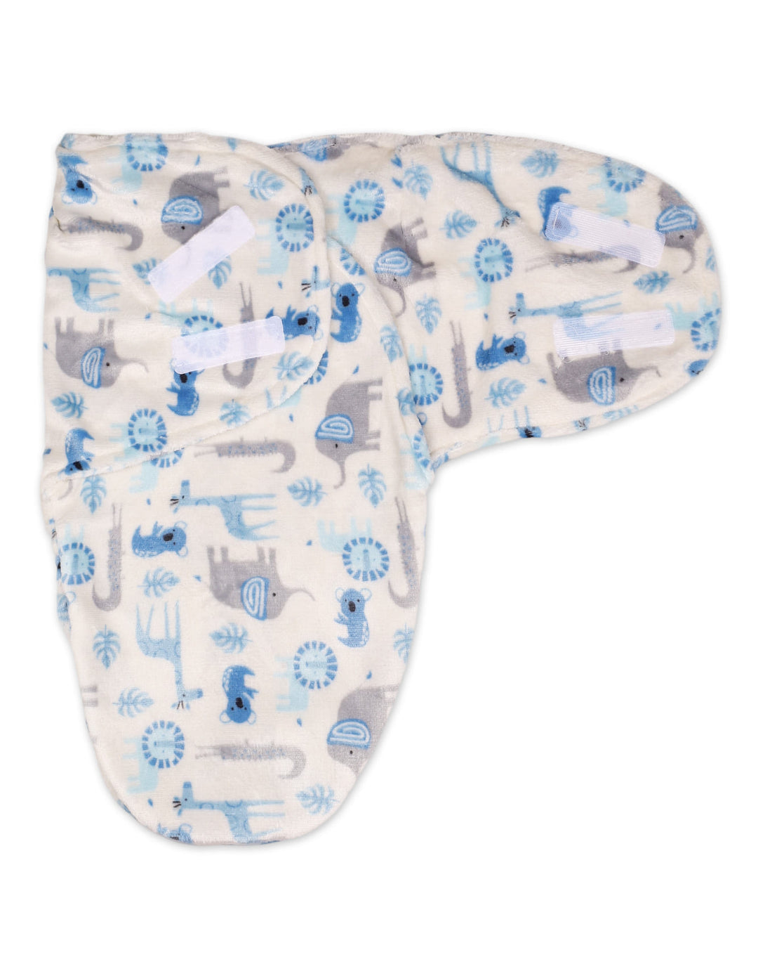 Infant Boys Plush Swaddle Wrap with Velcro Closure Safari at Zubaidas