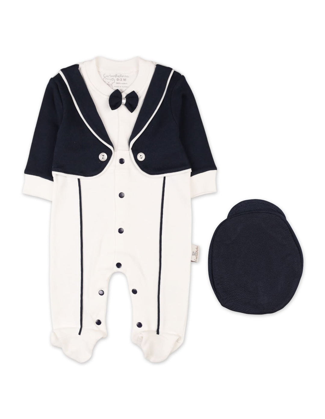 Infant Boys Romper with Cap Navy Premium Turkish Collection at Zubaidas