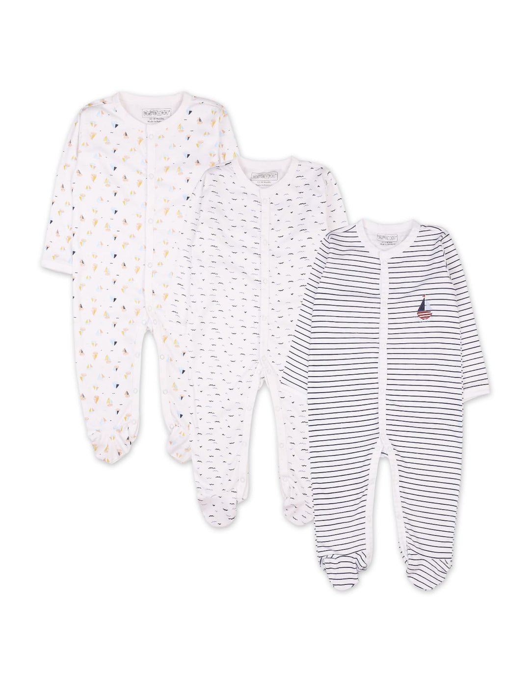 Infant Boys Sleepsuit Pack of 3 Bambies Ocean at Zubaidas