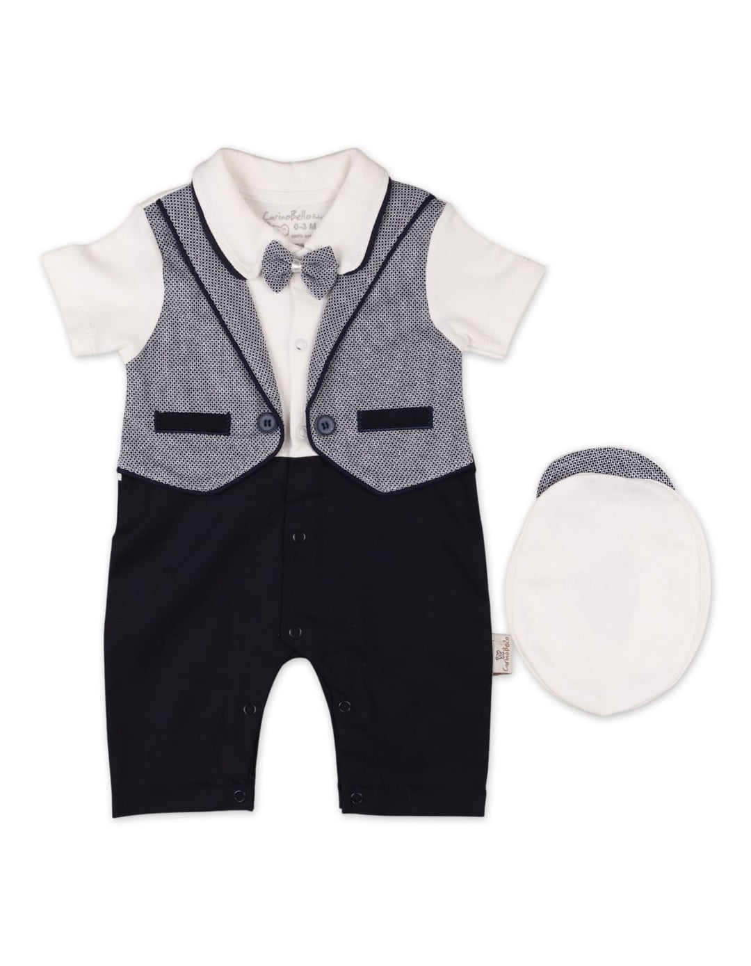Infant Boys Summer Romper with Cap Black Grey Premium Turkish Collection at Zubaidas