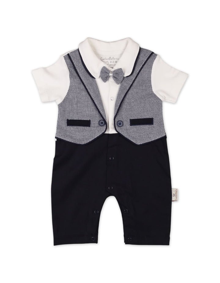 Infant Boys Summer Romper with Cap Black Grey Premium Turkish Collection at Zubaidas Official Pakistan