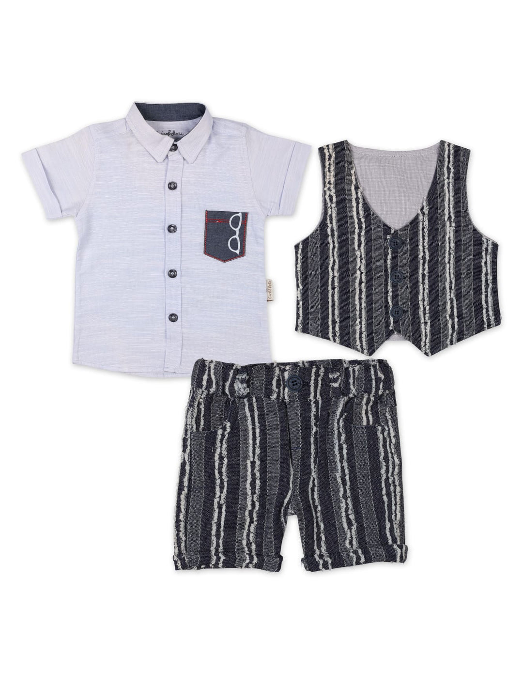 Infant Boys Summer Suit Blue Striped Premium Turkish Collection at Zubaidas