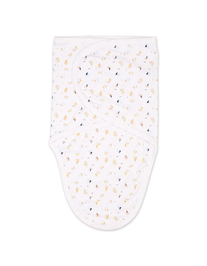 Infant Boys Swaddling Sheet Bambies Ocean Ships Printed White at Zubaidas Online Pakistan