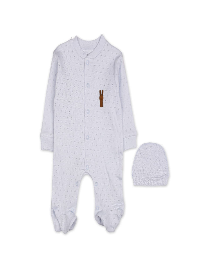 Infant Boys Winter Romper with Cap Light Blue at Zubaidas Best Online Baby Kids and Moms Store in Pakistan