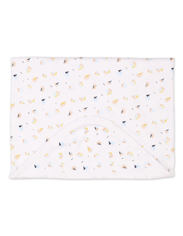 Infant Boys Wrapping Sheet Bambies Ocean Ships Printed White at Zubaidas Online Pakistan