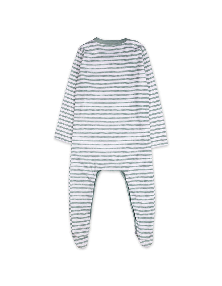 Infant Footed Sleepsuit Bambies Stripes Green and White at Zubaidas Online Pakistan