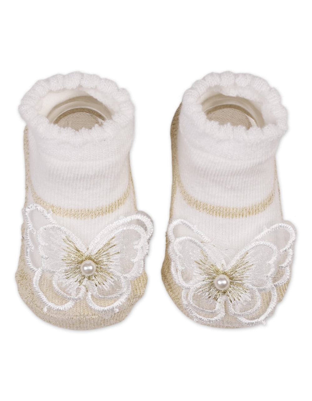 Infant Girl 2 Pcs Headband and Socks Set Butterfly Gold at Zubaidas Official Pakistan