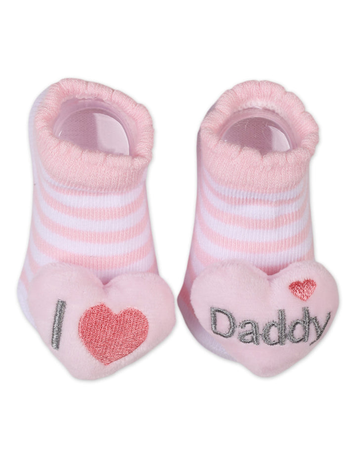 Infant Girl 2 Pcs Rattle Booties I Love Daddy at Zubaidas Official Pakistan