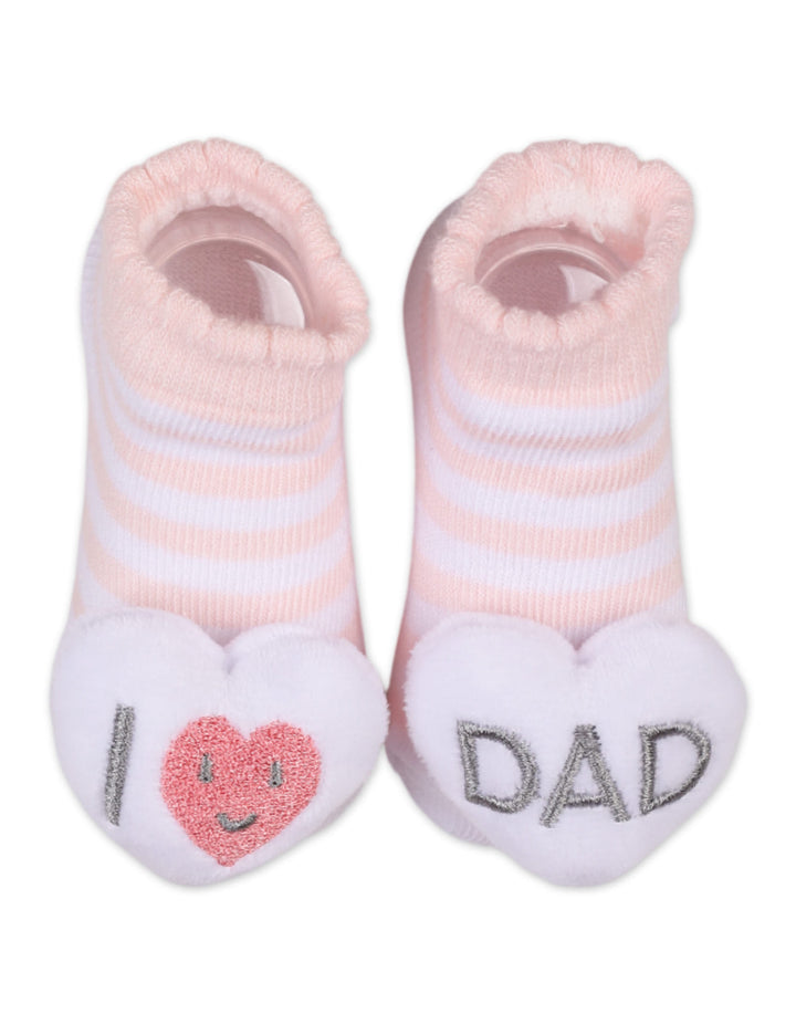 Infant Girl 2 Pcs Rattle Booties I Love Mom and Dad at Zubaidas Online Pakistan 