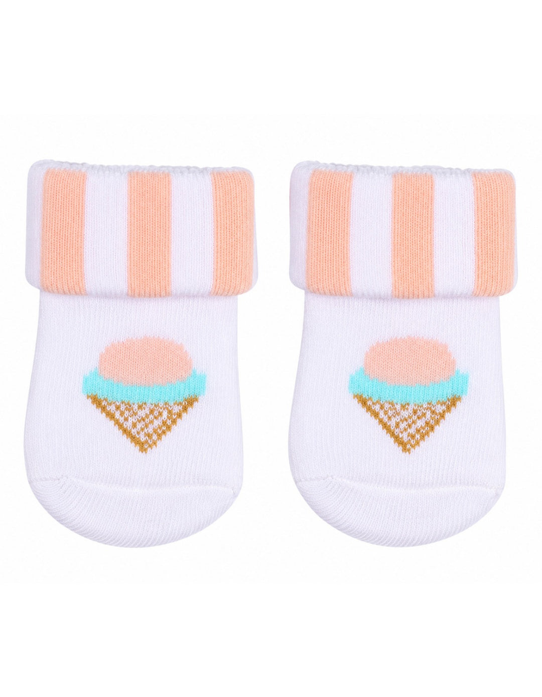 Infant Girl 3 Pcs Cap Bib and Socks Peach and White Set at Zubaidas Best online Baby and Kids store in Pakistan