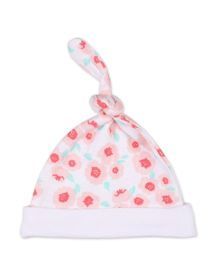 Infant Girl 3 Pcs Cap Bib and Socks Set Floral Design Pink at Zubaidas Official Pakistan