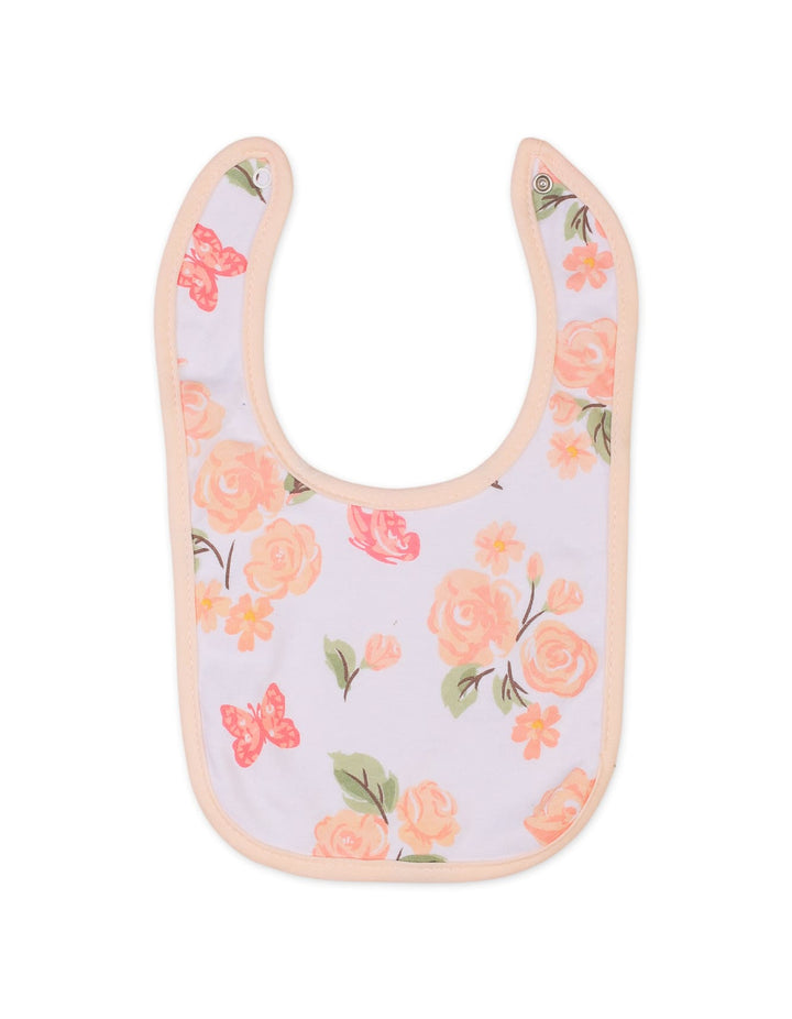 Infant Girl 6 Pcs Bibs and Knotted Caps Set Floral Peach at Zubaidas Best Online Baby Shop in Pakistan 