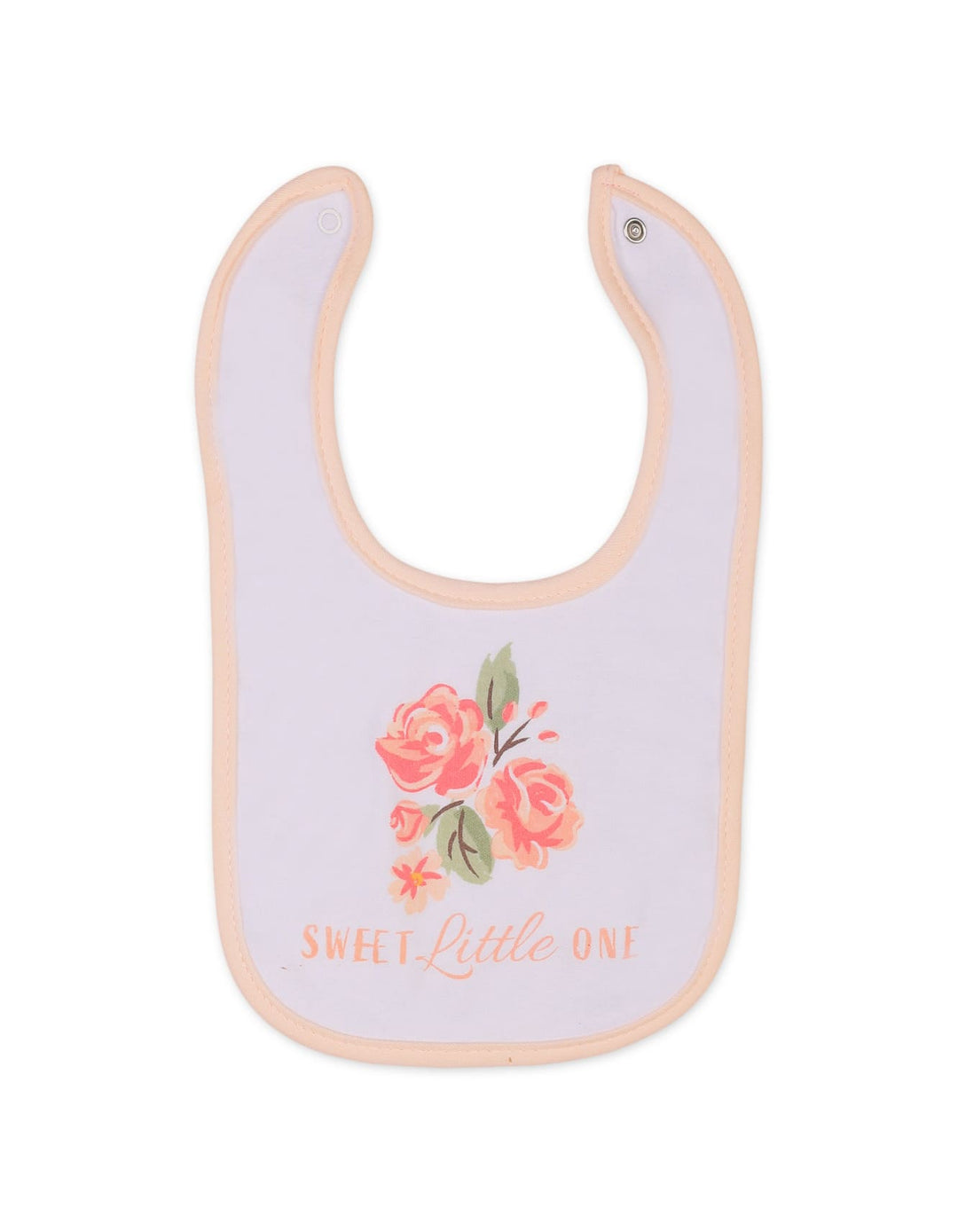 Infant Girl 6 Pcs Bibs and Knotted Caps Set Floral Peach at Zubaidas Most Trusted Baby Store in Pakistan