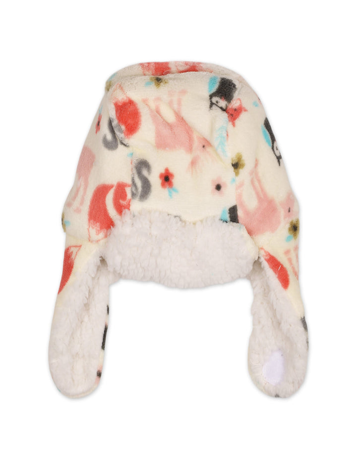 Infant Girl Aviator Hat Animals White and Multi at Zubaidas