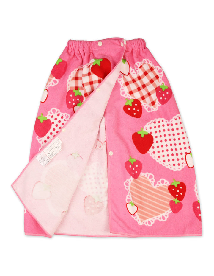 Infant Girl Bathrobe Strawberry and Heart Print Pink at Zubaidas Official Pakistan