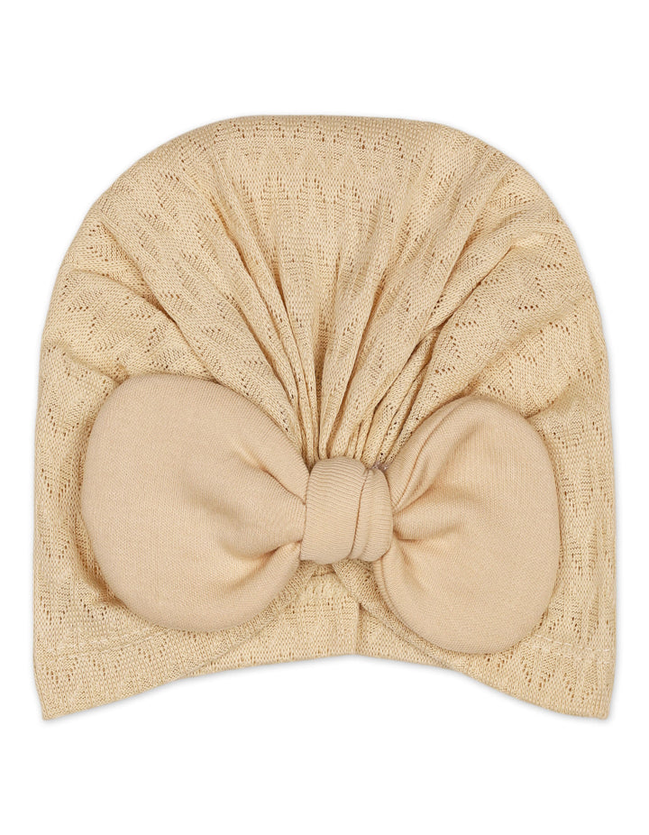 Infant Girl Cap Bow Beige at Zubaidas