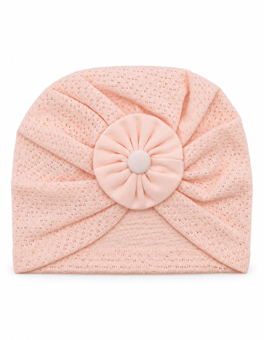 Infant Girl Cap Rosette Knitted Turban Pink at Zubaidas
