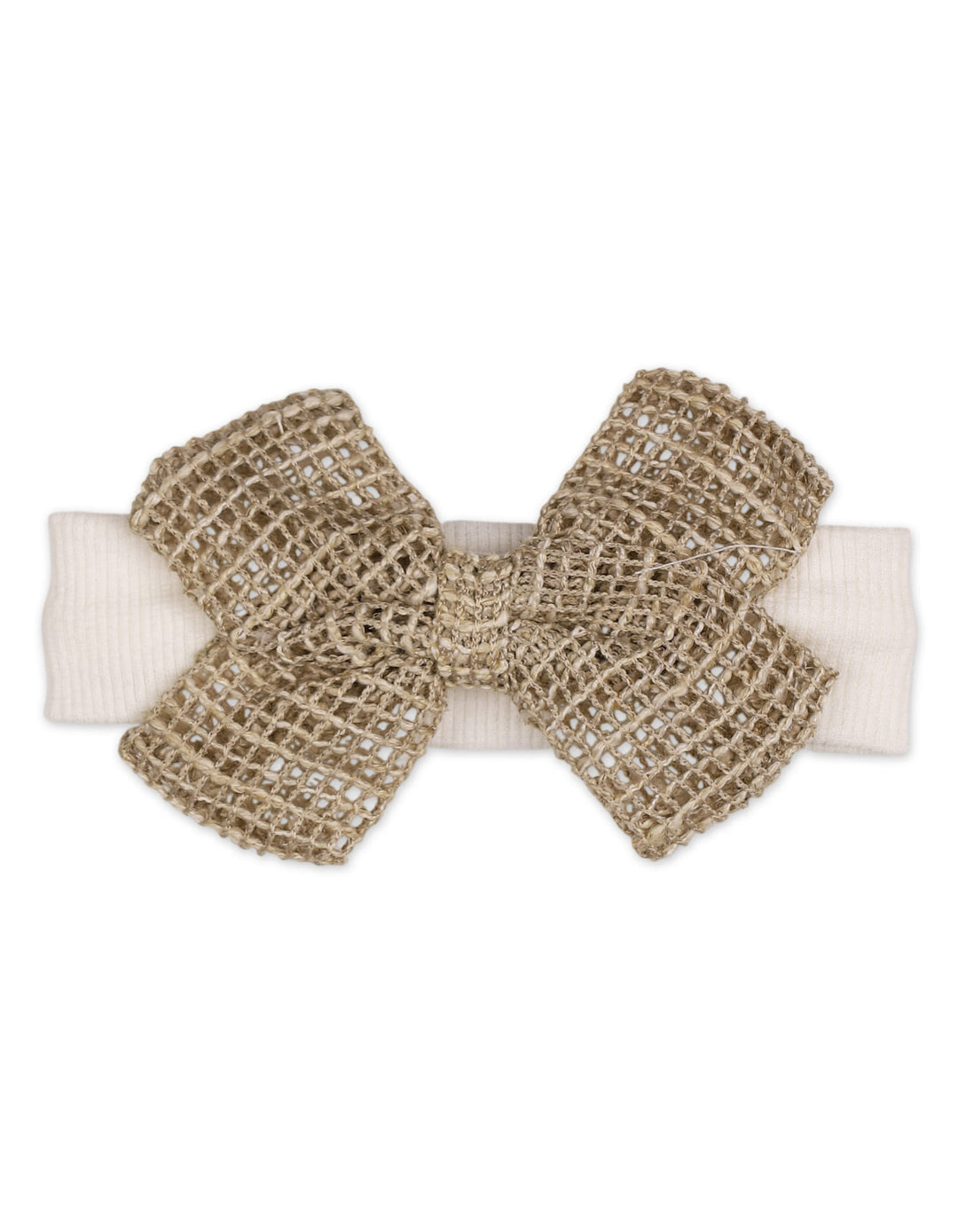 Infant Girl Headband Bow Brown and White at Zubaidas