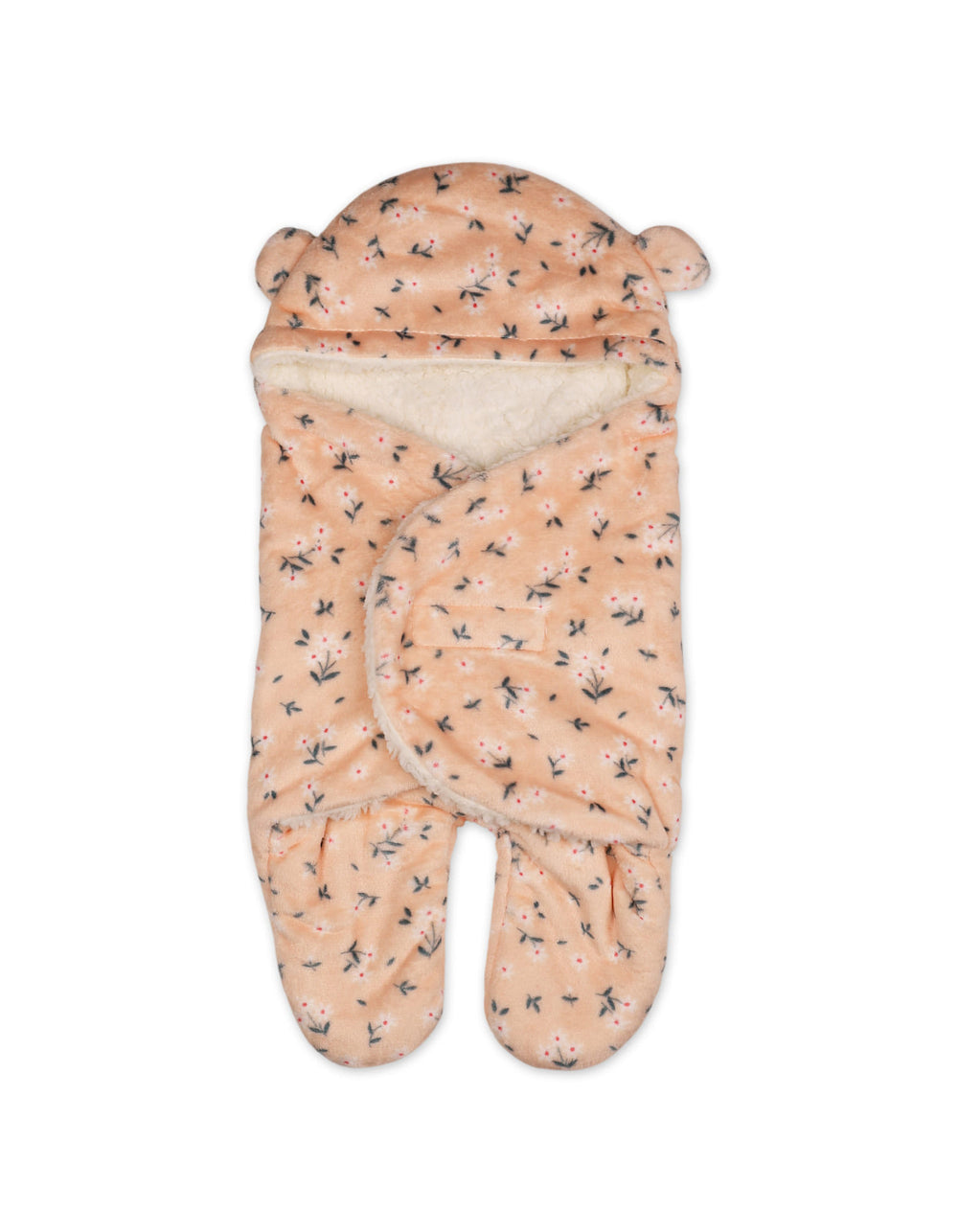 Infant Girl Hooded Swaddle Floral Peach and White at Zubaidas Official Pakistan