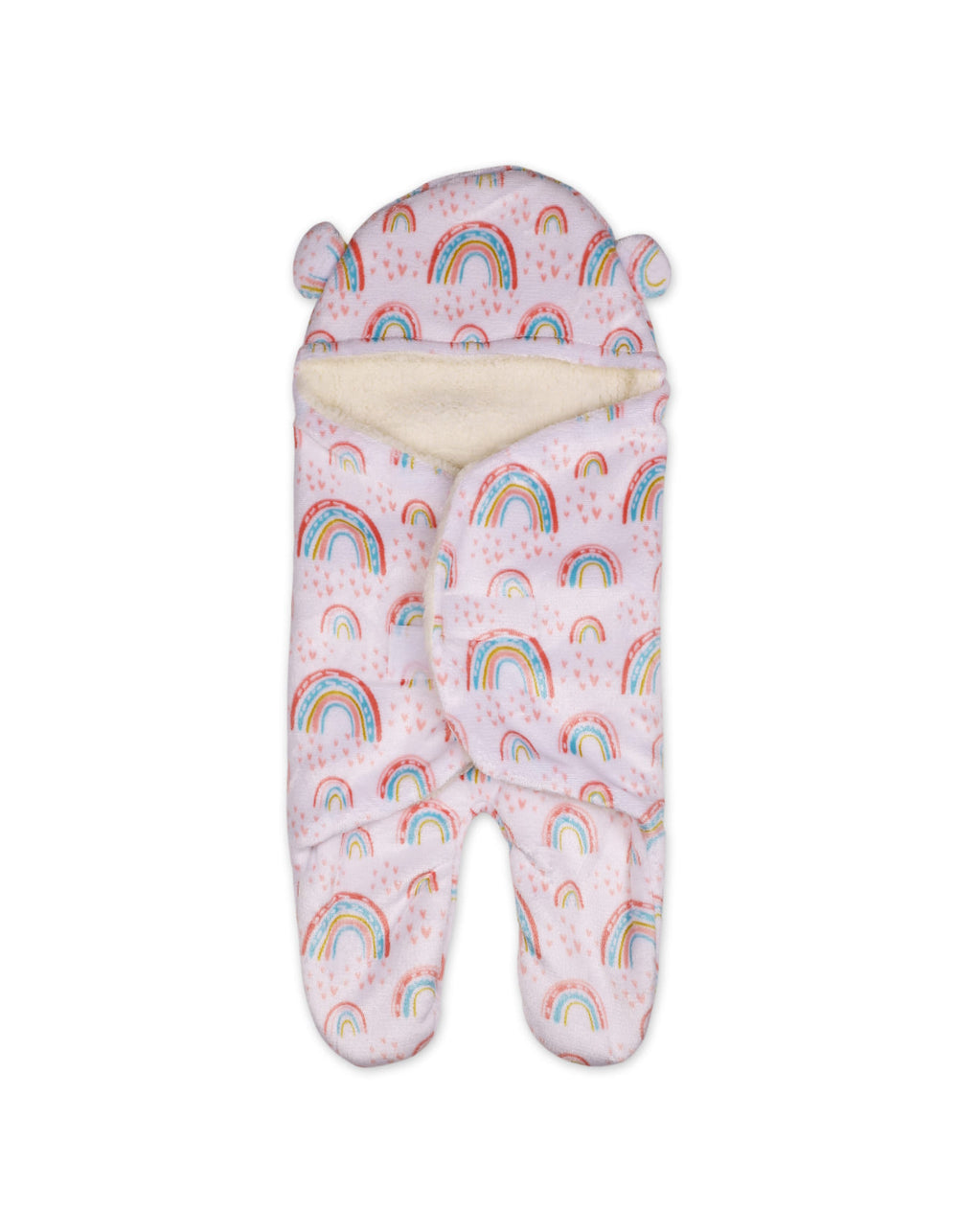 Infant Girl Hooded Swaddle Rainbow Pink and White at Zubaidas Official Pakistan