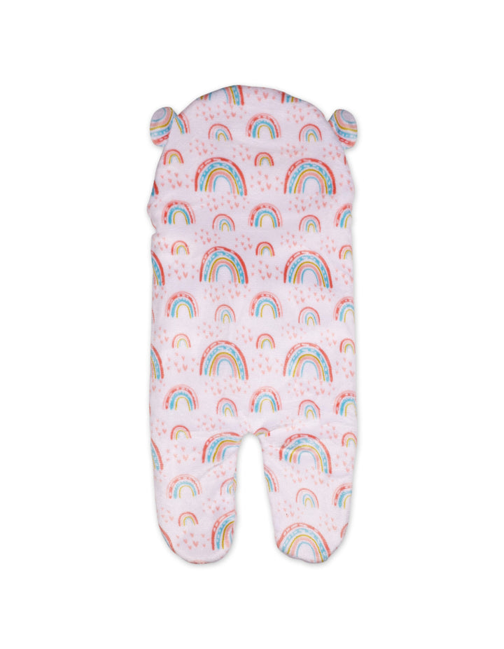 Infant Girl Hooded Swaddle Rainbow Pink and White at Zubaidas Online Pakistan