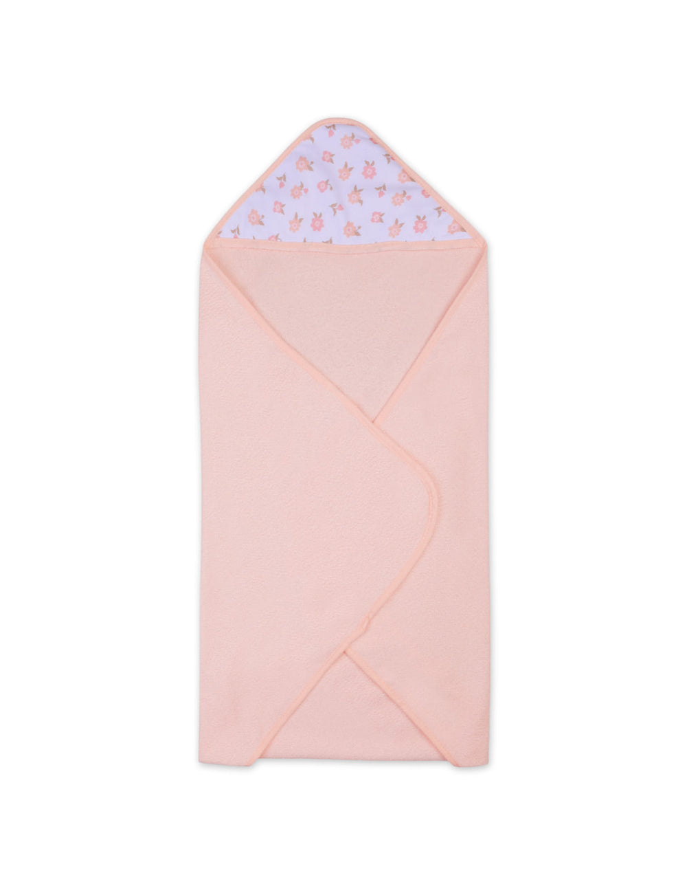 Infant Girl Hooded Towel and Washcloth Set Floral White and Peach at Zubaidas Official Pakistan