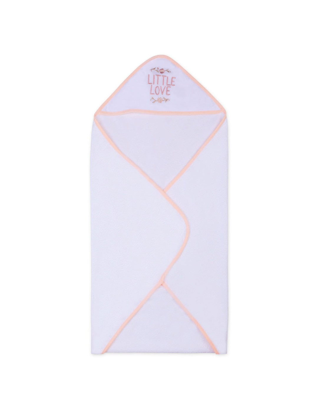 Infant Girl Hooded Towel and Washcloth Set Floral White and Peach at Zubaidas Online Pakistan
