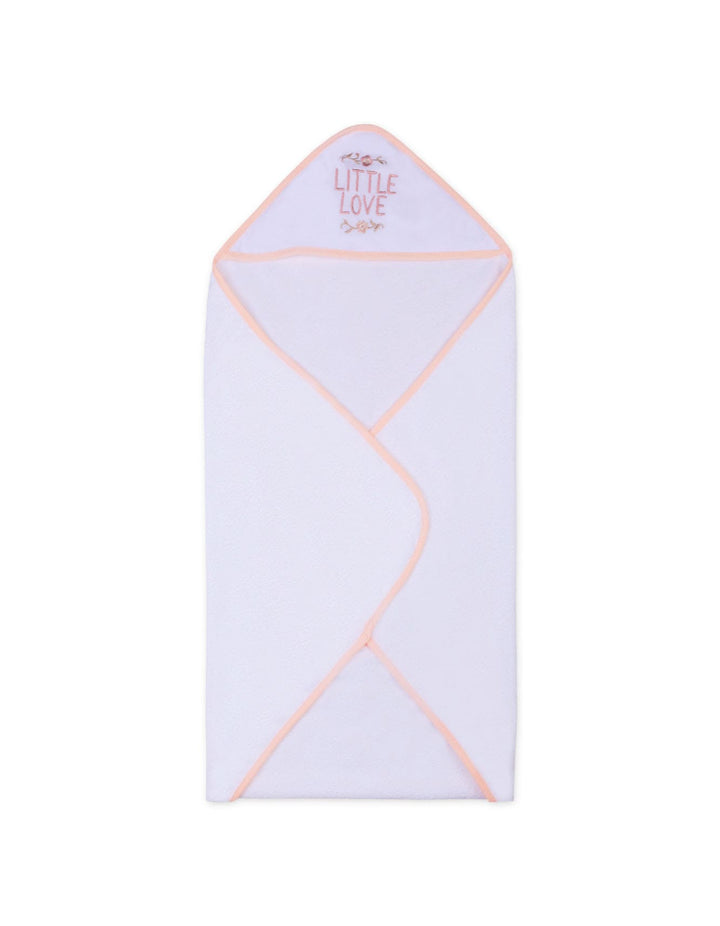 Infant Girl Hooded Towel and Washcloth Set Floral White and Peach at Zubaidas Online Pakistan