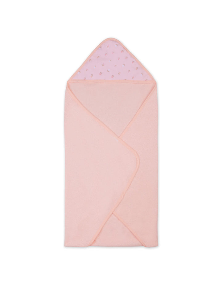 Infant Girl Hooded Towel and Washcloth Set Floral White and Peach at Zubaidas Best Online Baby Store in Pakistan
