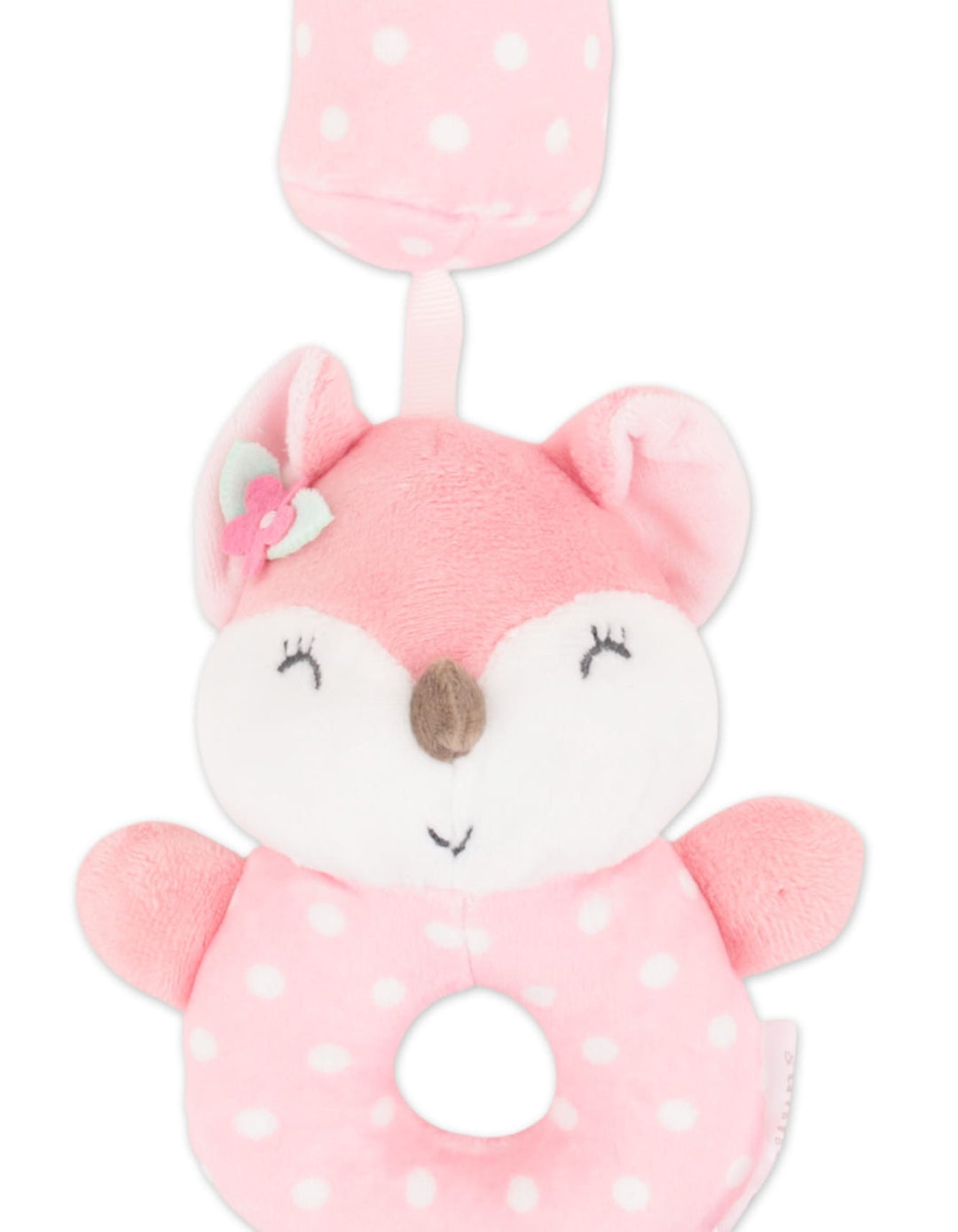 Infant Girl Plush Toy with Hanging Ring Fox Pink at Zubaidas Official Pakistan