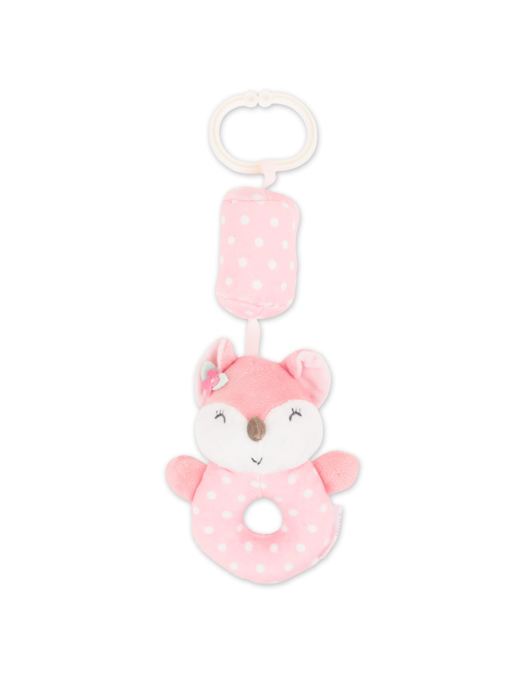 Infant Girl Plush Toy with Hanging Ring Fox Pink at Zubaidas