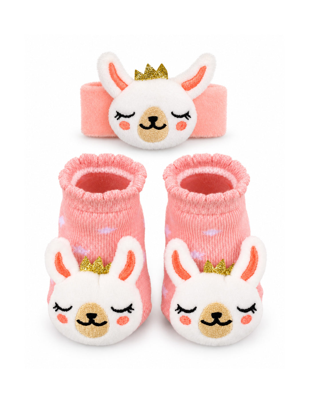 Infant Girl Rattle Booties and Wristband Pink at Zubaidas