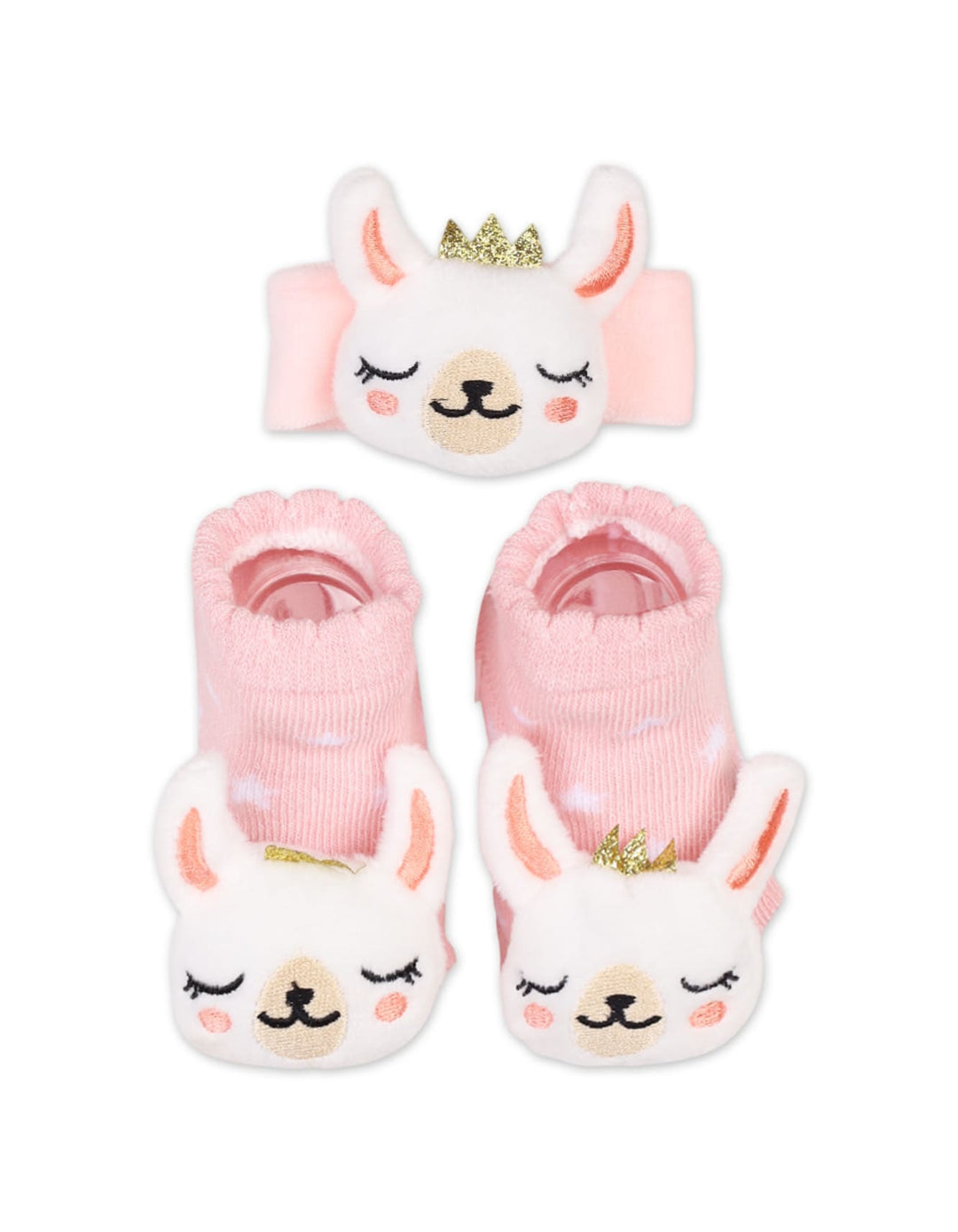 Infant Girl Rattle Booties and Wristband Pink at Zubaidas