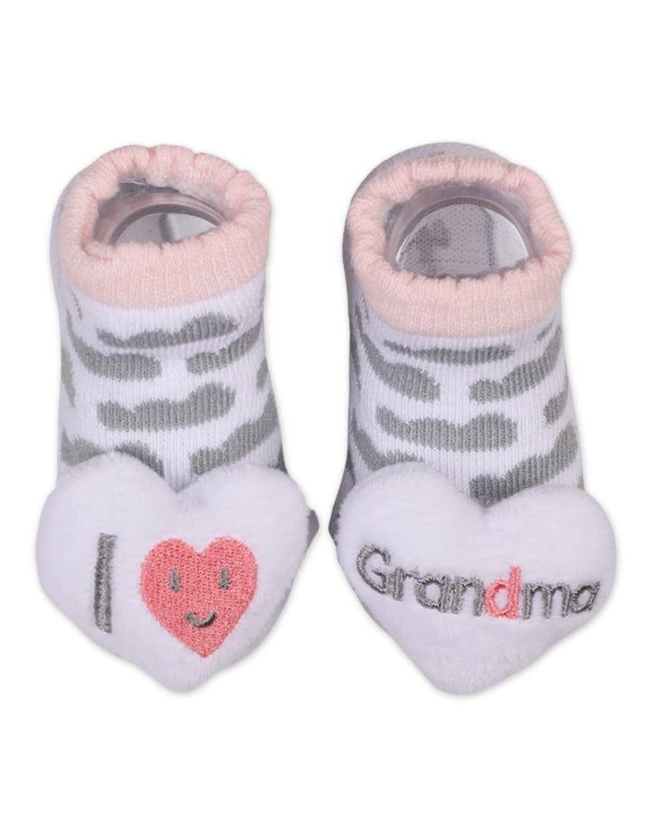 Infant Girl Rattle Booties I Love Grandma and Grandpa at Zubaidas Official Pakistan