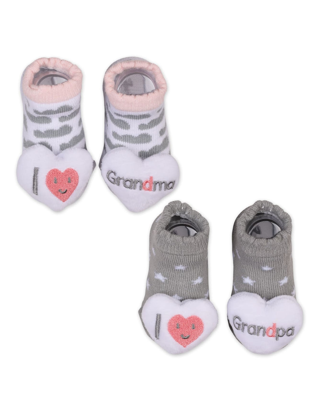 Infant Girl Rattle Booties I Love Grandma and Grandpa at Zubaidas