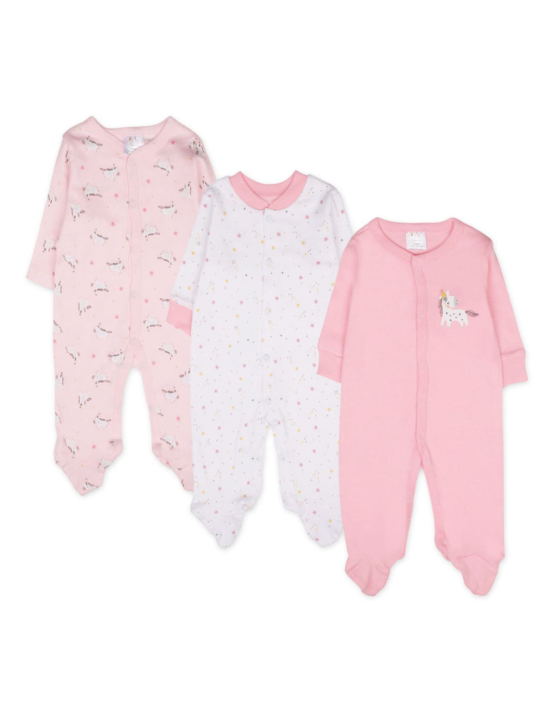 Infant Girl Sleepsuit Pack of 3 Unicorn Print at Zubaidas