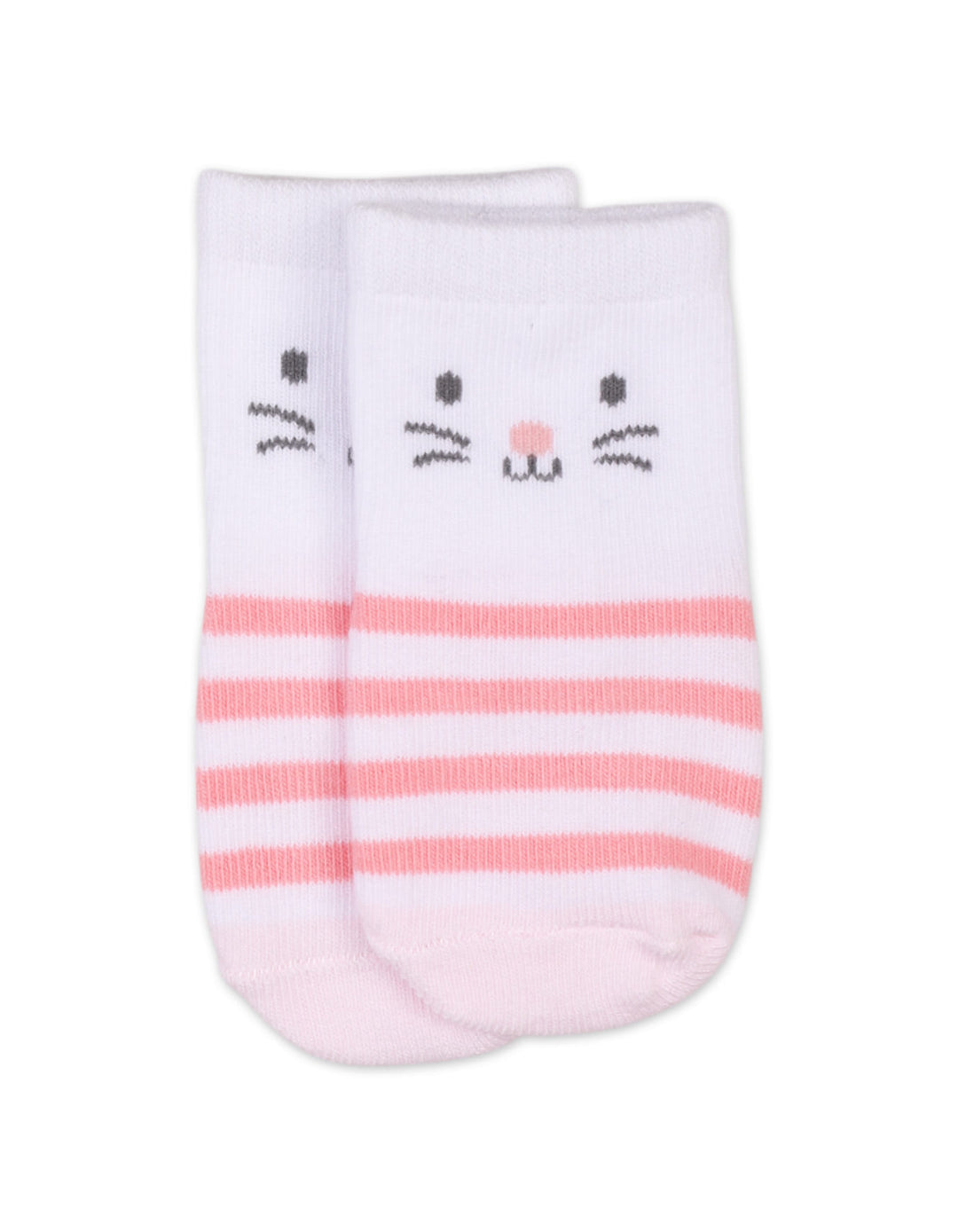 Infant Girl Socks and Knee Pads Set Cat Striped Pink at Zubaidas Online Pakistan