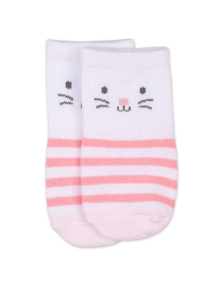 Infant Girl Socks and Knee Pads Set Cat Striped Pink at Zubaidas Online Pakistan