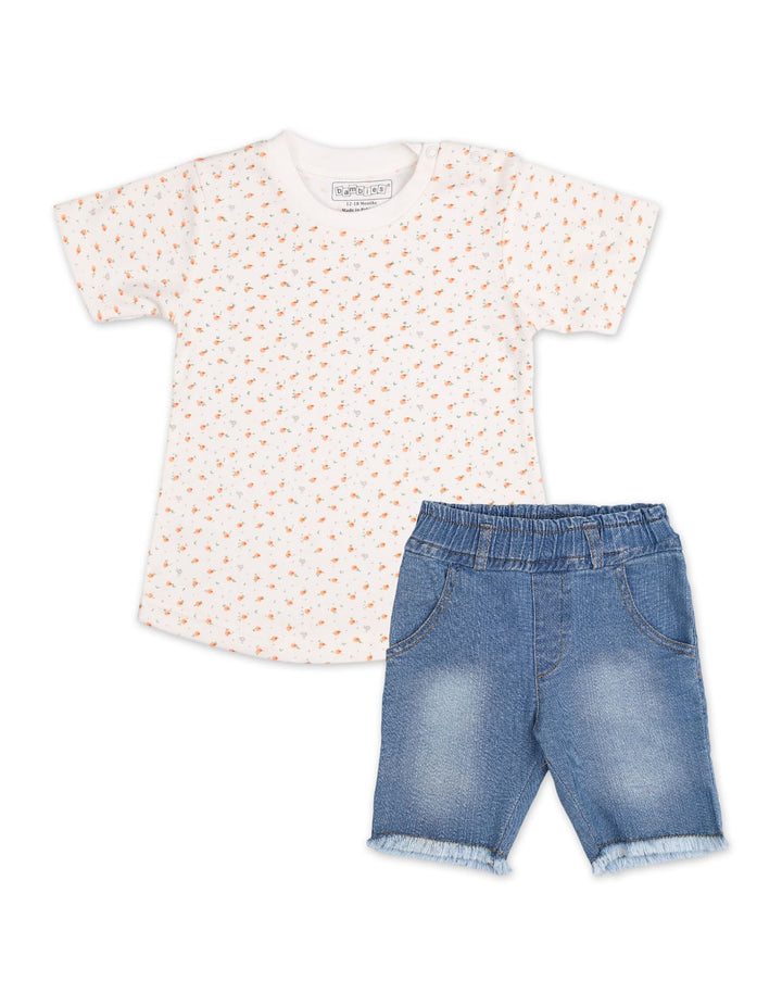 Infant Girl Summer 2 Piece Suit Set Bambies Floral Print White at Zubaidas