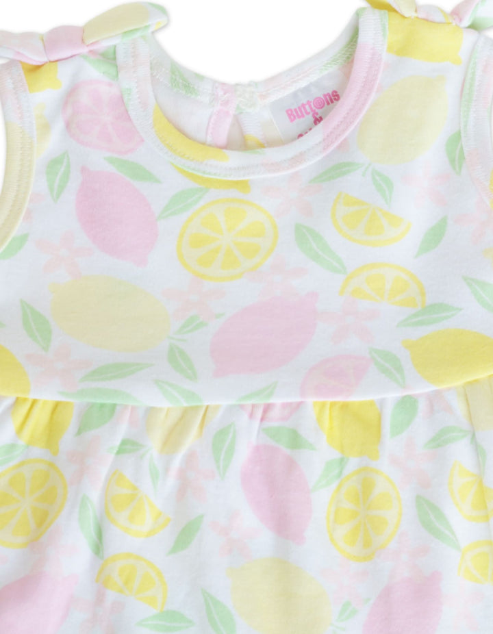 Infant Girl Summer 2 Pieces Dress Set Lemon and Stripes at Zubaidas Online Pakistan