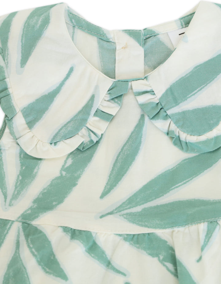 Infant Girl Summer 2 Pieces Suit Set Leaf Print at Zubaidas Online Pakistan