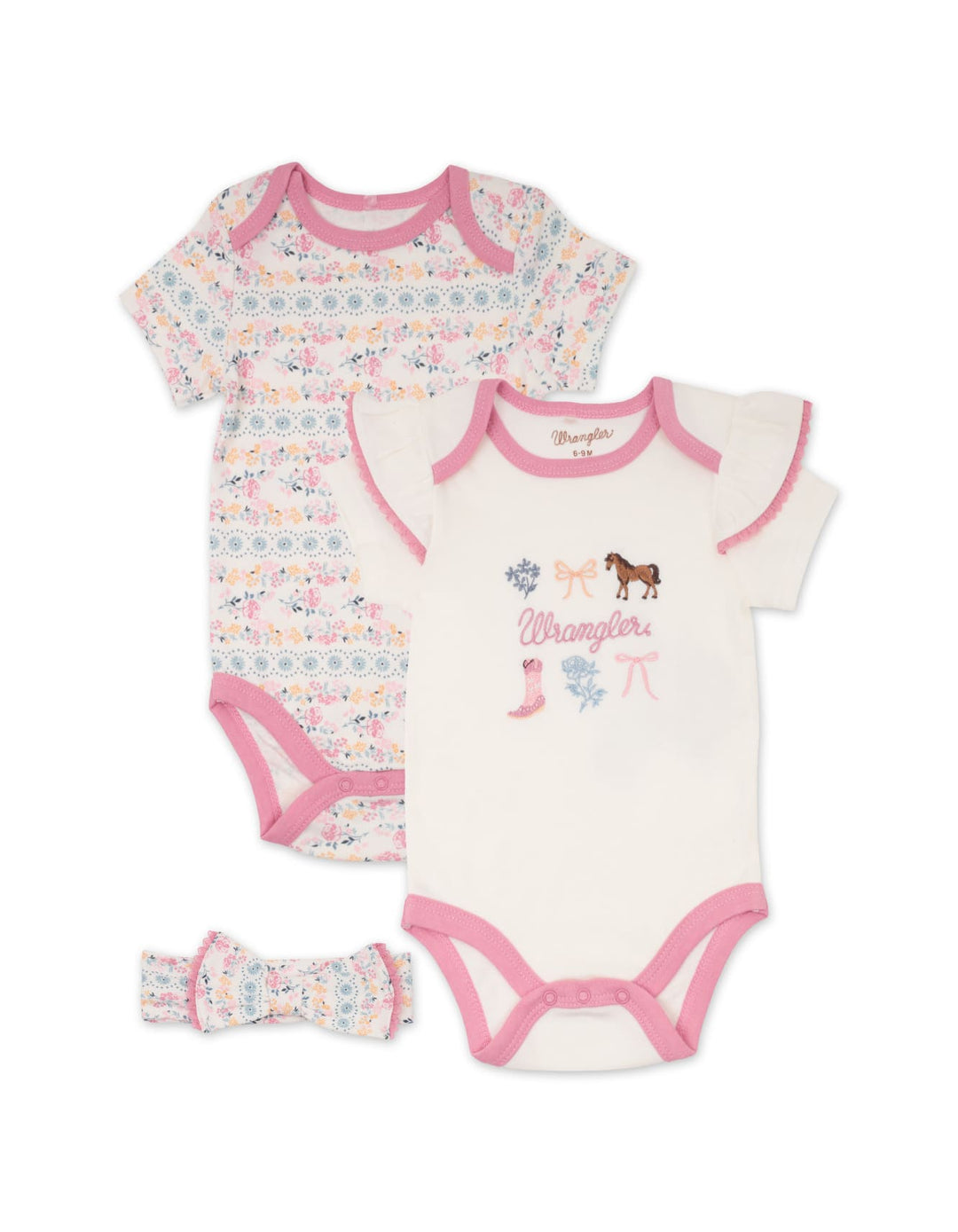 Infant Girl Summer 3 Pieces Bodysuit Set Wrangler Floral at Zubaidas