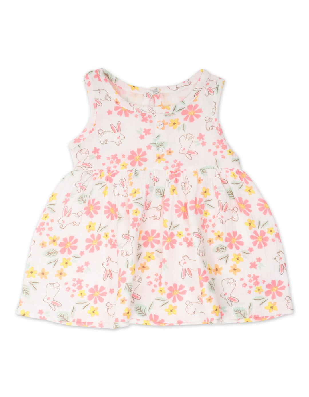 Infant Girl Summer 3 Pieces Dress Set Bunny and Floral Pink at Zubaidas Official Pakistan