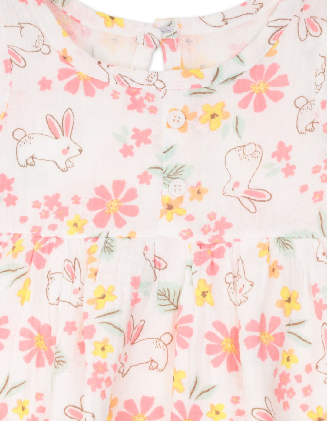 Infant Girl Summer 3 Pieces Dress Set Bunny and Floral Pink at Zubaidas Online Pakistan