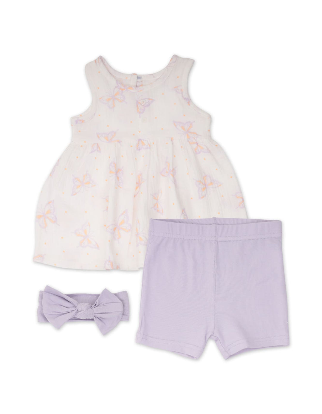 Infant Girl Summer 3 Pieces Dress Set Butterfly Purple at Zubaidas